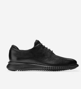 Black / Black Cole Haan 2.ZERØGRAND Lined Laser Wingtip Men's Oxfords Shoes | AQDJ-03549