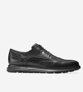 Black / Black Cole Haan ØriginalGrand Wingtip Men's Oxfords Shoes | AZMF-08345