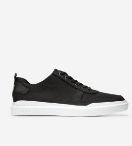 Black / White Cole Haan GrandPrØ Rally Canvas Court Men's Sneakers | WIPG-20346