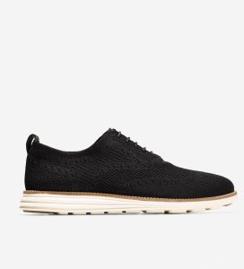 Black / White Cole Haan ØriginalGrand Wingtip Men's Oxfords Shoes | LERX-41793