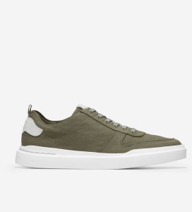 Olive / White Cole Haan GrandPrØ Rally Canvas Court Men's Sneakers | GCOS-50849