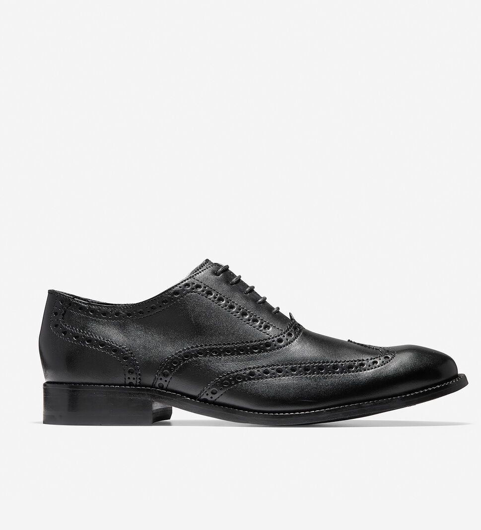 Black Cole Haan Williams Wingtip Men\'s Oxfords Shoes | AGJT-51386